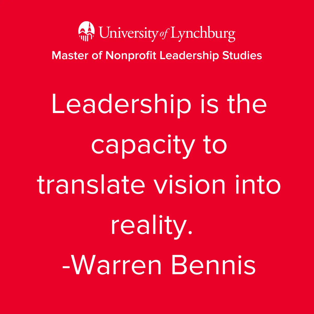 UofL_MNPL's tweet photo. Leadership is the capacity to translate vision into reality.  -Warren Bennis

#mondaymotivation #mondaymorning #inspirationalquote #Leadership https://t.co/zcYeCrroSo