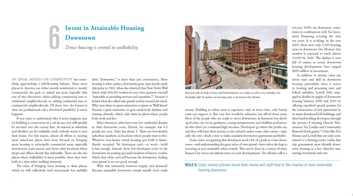 In 101 DAYS, the 10th Anniversary Edition of Walkable City drops, with 101 new pages and a foreword from @JSadikKhan. As we count it down, I am tweeting each day a rule from my recent book, Walkable City Rules. Today: RULE 6: INVEST IN ATTAINABLE HOUSING DOWNTOWN.