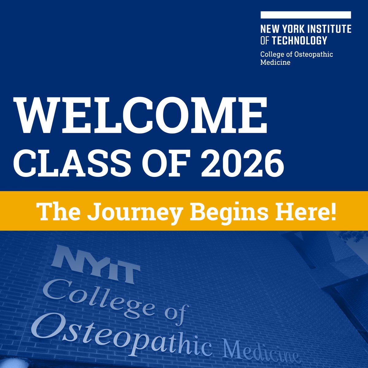 NYITCOMDO's tweet photo. Welcome NYITCOM Class of 2026! 

Today is the start of your medical school journey. 

#nyitcom #nyitcomAR #nyitcomClassof2026

Share your words of wisdom with #nyitcomClassof2026 https://t.co/j87MO7xz0a