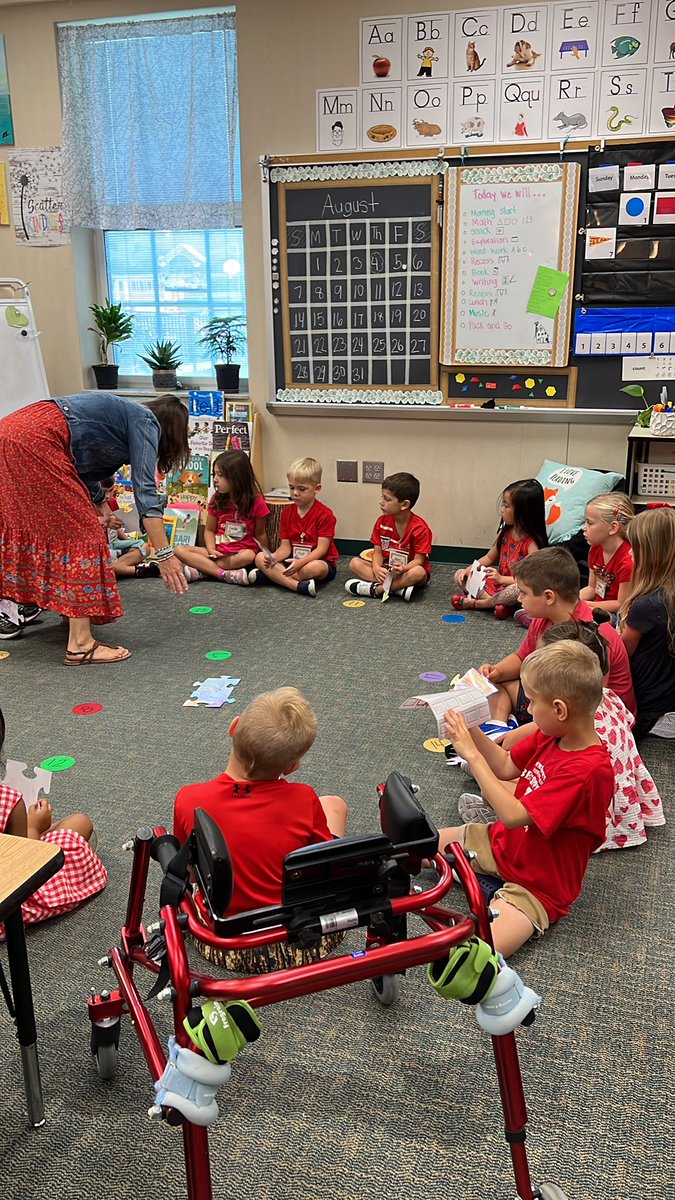 It’s red day in Kindergarten! Starting our morning in a community circle to build positive relationships! #sgeeagles
