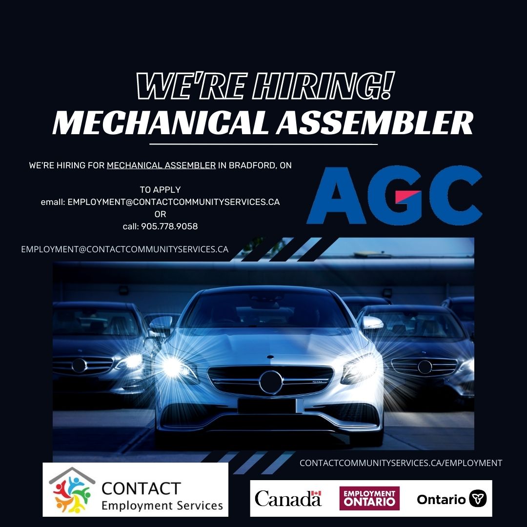 EmployContact's tweet photo. NOW HIRING! AGC AUTOMOTIVE CANADA INC. is hiring:
MECHANICAL ASSEMBLER -
https://t.co/wDxpbO2ynx
To apply, email: employment@contactcommunityservices.ca or call 905-778-9058.
For more information, visit our website:
https://t.co/m5uDBfInhV https://t.co/c4s5AvDgUu