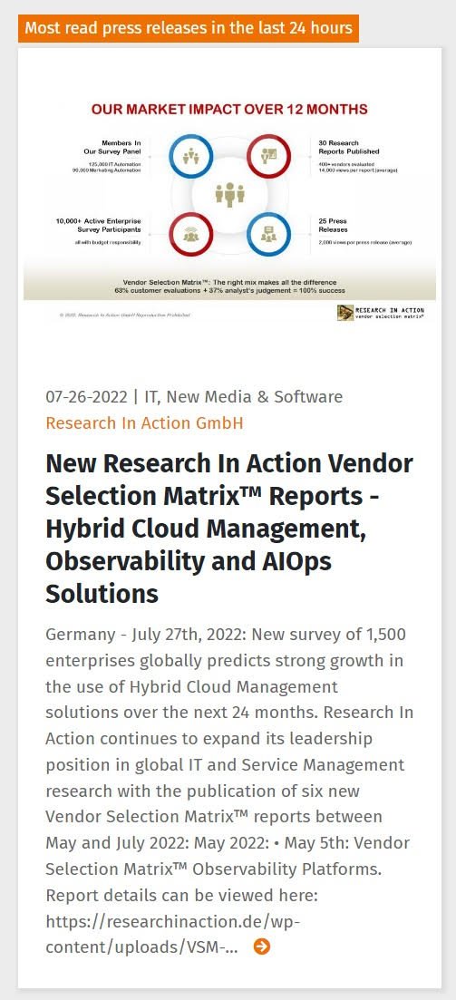 We completed our 2022 research on Hybrid Cloud Management Solutions:
tinyurl.com/334xy5ny