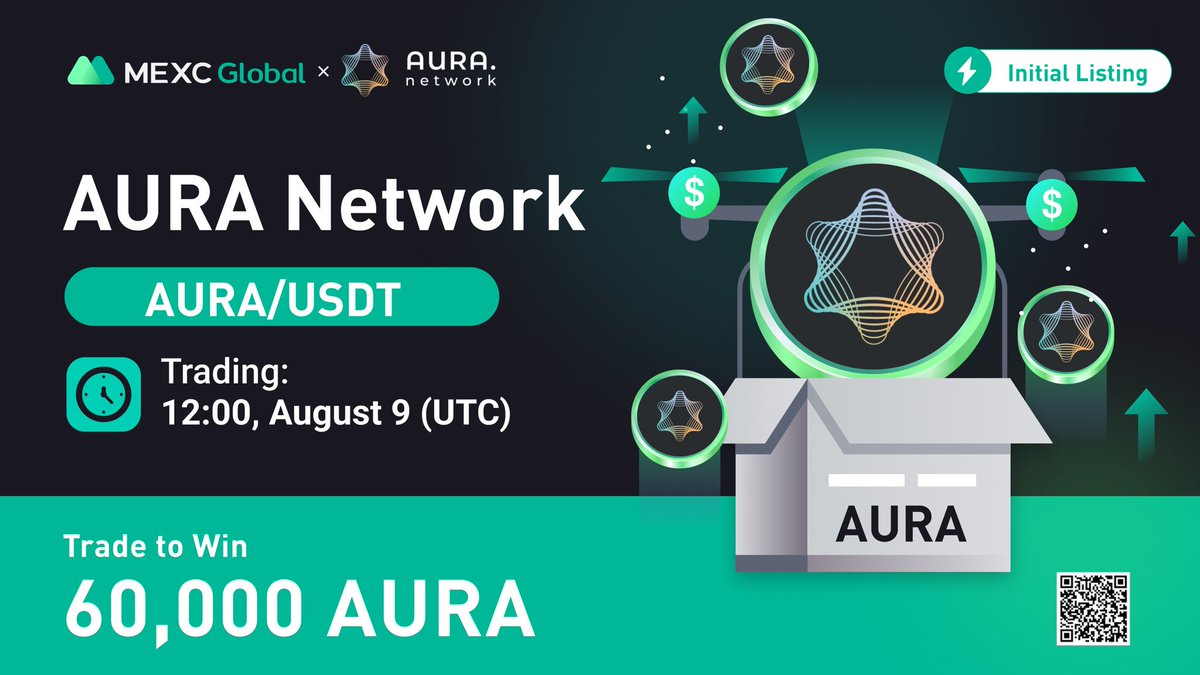 📈 $AURA/USDT will list as a spot trading pair in the Innovation Zone at  12:00 on Aug 9 (UTC). @AuraNetworkHQ 🏆Trade to Share 60,000 $AURA Details:  https://t.co/QgFDtzdHYj 💚Sign up: https://t.co/1BtRRD0HE4 #MEXCGlobal  #findnextmoonshot #