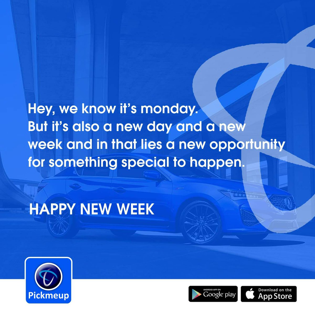 Happy New Week! New vveek, New opportunities. It's bright on this side, let @pickmeupng brighton ur day😁 Go with the blue App today & rideSmart. To get started, download the 'Pickmeup App' if you haven't 😌 #ride #monday For further inquiries visit pickmeup.ng