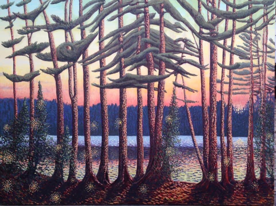 Fireflies, Pog Lake 2019
Oil on canvas 
30 x 40 inches 
#art #artlover #oilpainting #painting #fireflies #poglake #Twilight