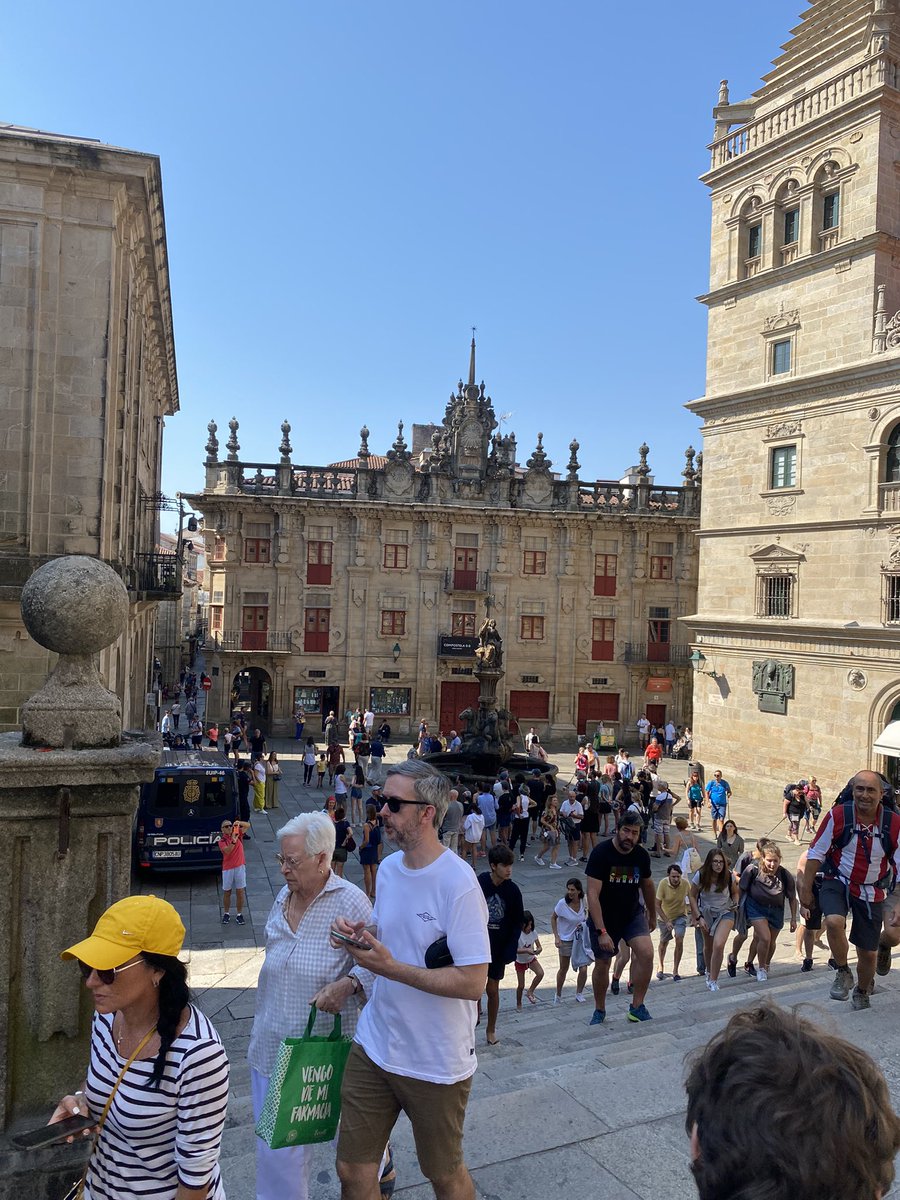 t_hersche's tweet image. Reaching Santiago in the morning, still already lots of people around #camino #caminodesantiago #Santiago