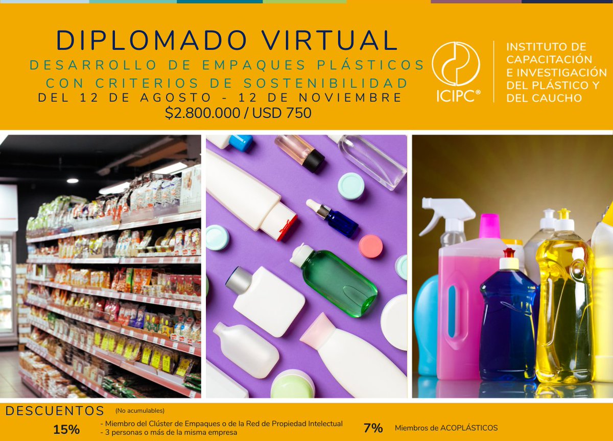 ¡Últimos días para Inscríbete en nuestro diplomado sobre diseño de empaques y sostenibilidad!

Link=lnkd.in/eHmX2yZZ

El programa, los docentes y la forma de pago se pueden consultar en: lnkd.in/erD7_jK6