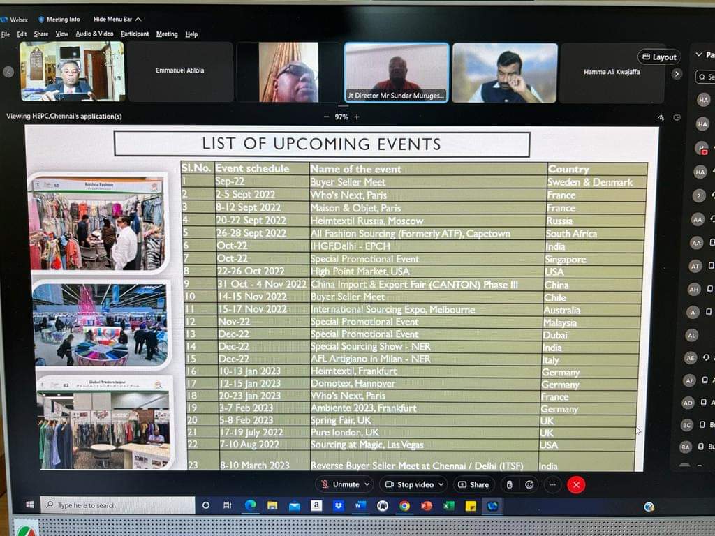 india_nigeria's tweet photo. Excellent Interaction b/w Indian and Nigerian businesses at the handloom
 B2B VC on 8/8 organised by HCI Abuja and HEPC India commemorating National Handloom Day 2022
#MyHandloomMyPride @PiyushGoyalOffc @DarshanaJardosh @TexMinIndia @MEAIndia @PIB_India @HEPC_India
@DoC_GoI https://t.co/K4lXs2N9OW