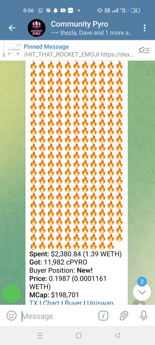 BigFacts4You's tweet photo. @TylerSCrypto #cPYRO The cPYRO community is strong af. Never seen anything like it. TRUE burn is in effect straight from the supply (no burn wallet). Chads are building the floor DO.NOT.FADE. 

TG: https://t.co/IzRlR5MQqL

#1000xgem #1000x #100xgem #DeFi $PYRO $MAGMA https://t.co/MEGNnyx4WH