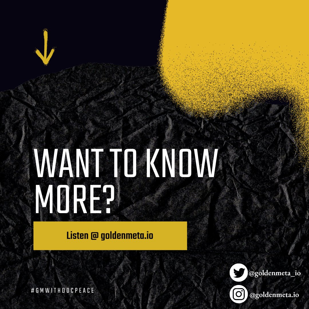 goldenmeta_io's tweet image. Ask us your questions here, shoot us a DM, do whatever you need to do to gain more clarity so that you can give yourself permission to pivot to NFTs. 

Listen at @goldenmeta.io for more info on Web3!!!
.
.
#gmwithdocpeace #goldenmetasessions #docpeace #nftpodcast #podcast