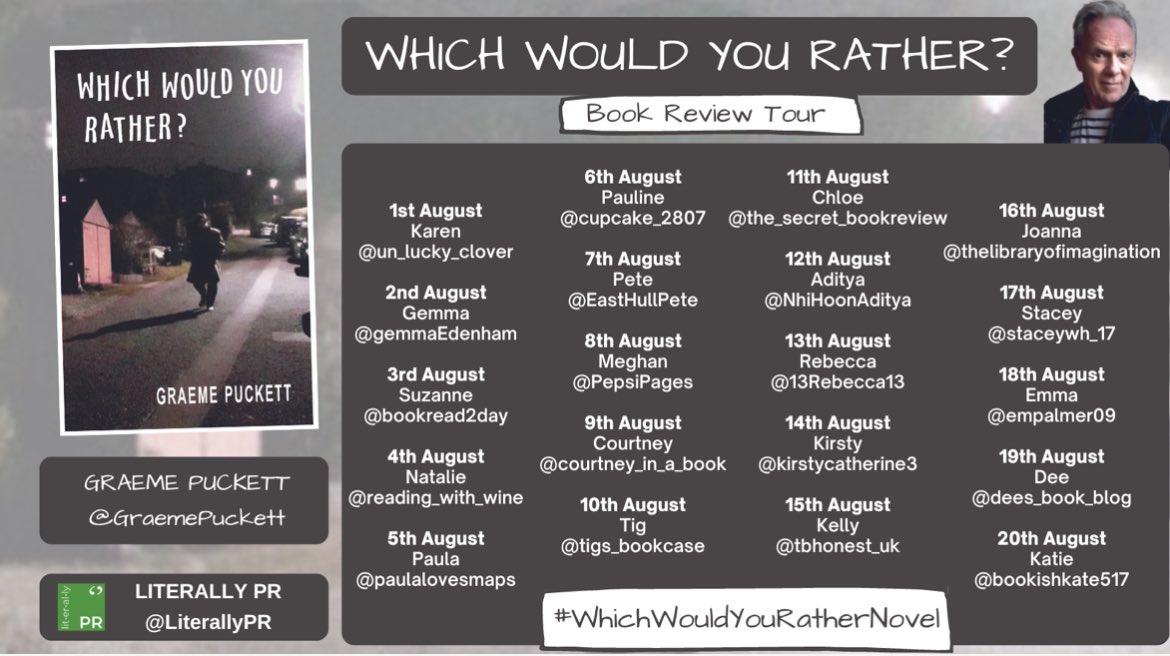 Dees_Book_Blog's tweet photo. Just finished this. What an absolute crazy book @GraemePuckett ! 

Look for my thoughts on the tour from @literallypr 

#booktour #WhichWouldYouRather https://t.co/Aviz1iDcbX