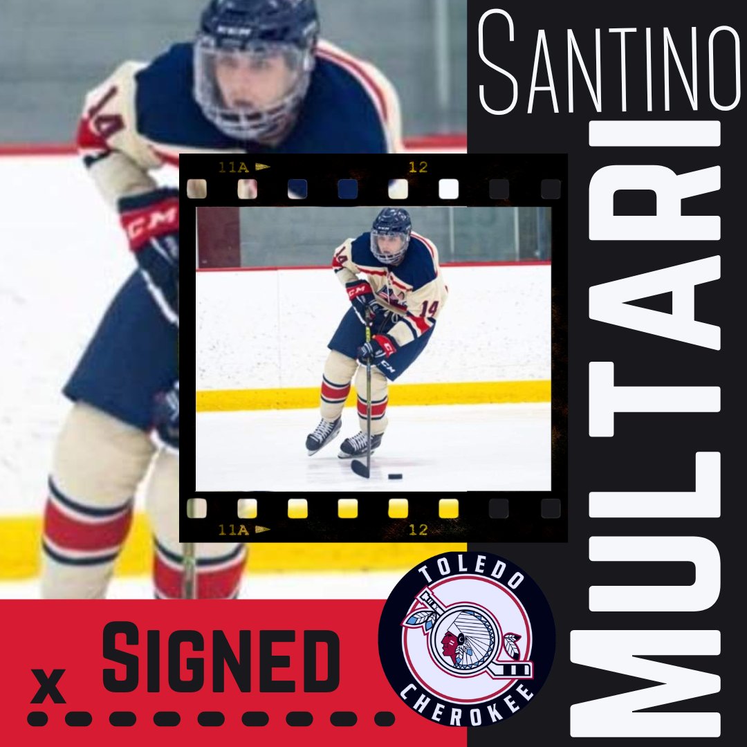 Toledo_Cherokee's tweet photo. The Toledo Cherokee of the USPHL Premier Division of the Great Lakes Conference is proud to announce the signing of Santino Multari for the 2022-2023 season. Santino played for Robert Morris ACHA D1 last year. Welcome to Toledo Santino!!! #RollTribe #SappyStrong https://t.co/WPJBVuOw8e