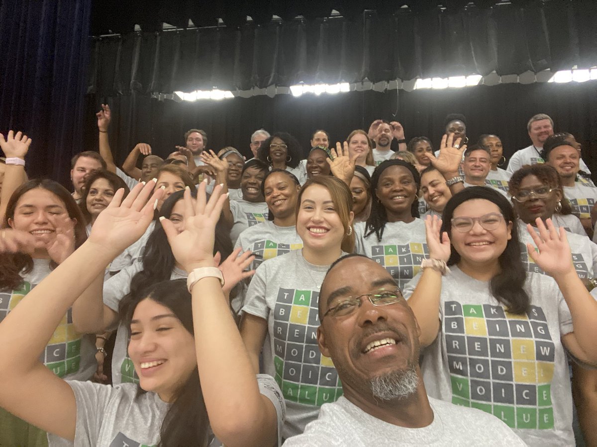 Monday Morning Convocation Mania!! AES team pictures! AES got that Electric Education Energetic sunshine in our HEARTS!! #knowyourimpact #fbisdlearns