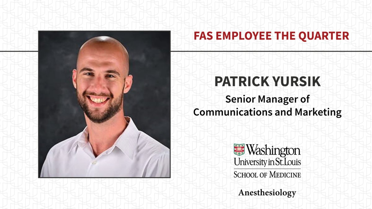 Our team votes 4x a year for an administrative staff member to receive 'Employee of the Quarter' for their dedication to #WashUanesthesia. Our 4th quarter EOTQ is Patrick Yursik! Congratulations, Patrick! You are an incredible asset to our dept. &amp; we are so lucky to have you 🌟