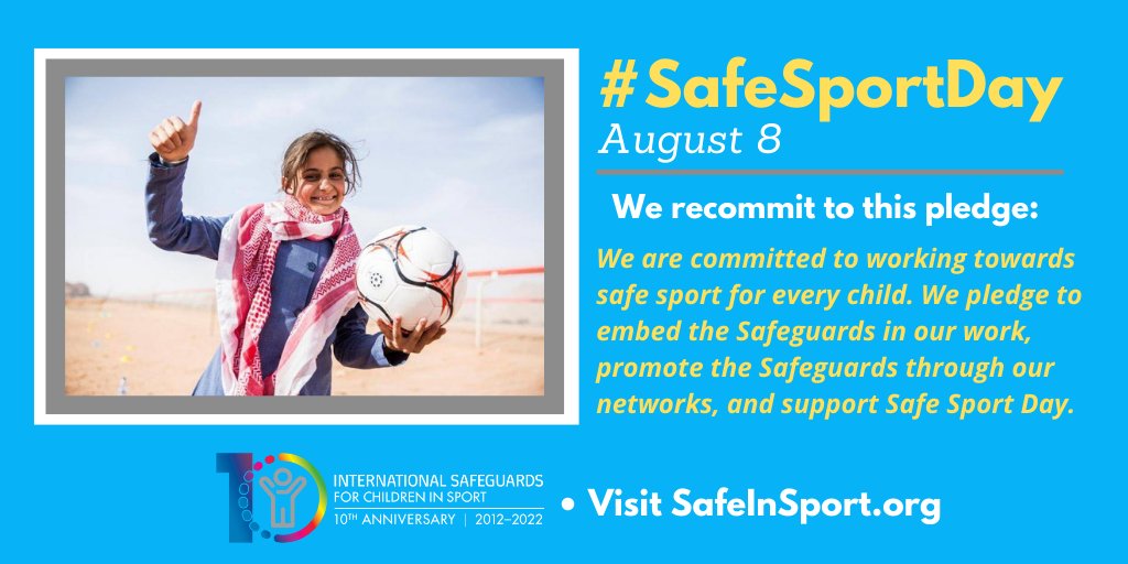The Army of Survivors (@survivorsarmy) on Twitter photo Every child deserves the right to participate in sports while being safe from abuse and harm. ⚽⛸️ We pledge to embed the <a href="/SafeinSports/">International Safeguards for Children in Sport</a> Safeguards in our work, promote the Safeguards through our networks, and support Safe Sport Day.
#SafeSportDay #TeamSafeSport Every child deserves the right to participate in sports while being safe from abuse and harm. ⚽⛸️ We pledge to embed the <a href="/SafeinSports/">International Safeguards for Children in Sport</a> Safeguards in our work, promote the Safeguards through our networks, and support Safe Sport Day.
#SafeSportDay #TeamSafeSport