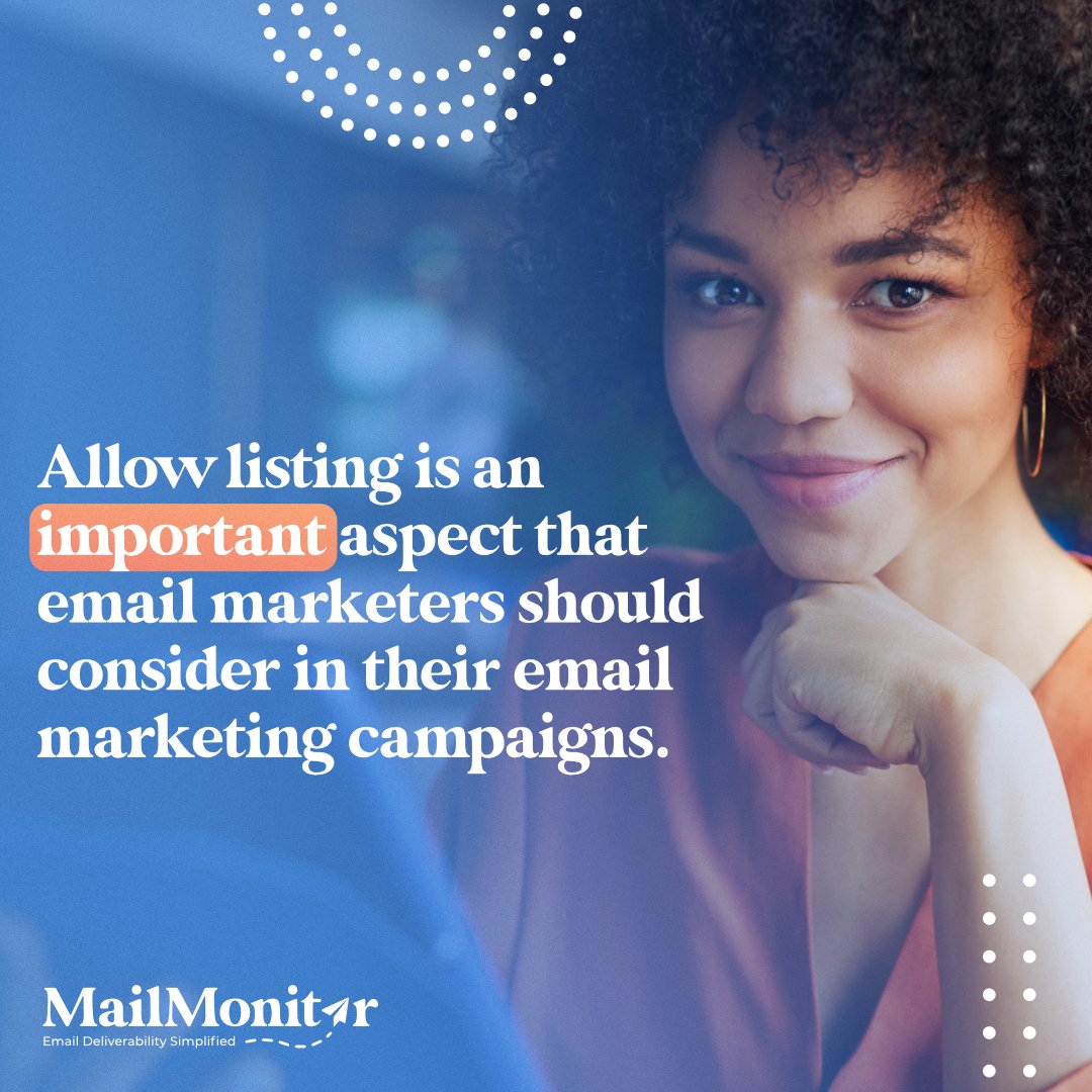MailMonitor's tweet image. Being added to an allow list increases the chances of emails landing in target inboxes while making senders look good in the eyes of mailbox providers, ISPs, and anti-spam organizations.

#emaildeliverability #mailmonitor #emailmarketingsolutions
