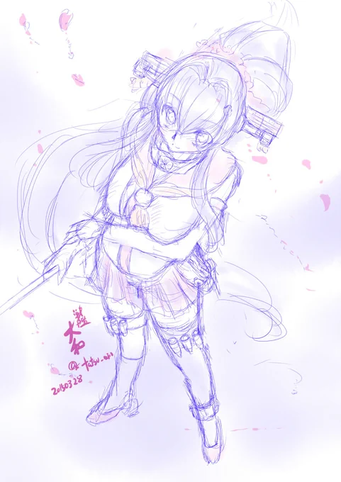 寝てた。
過去絵はるの。
#艦これ 
#大和進水日 