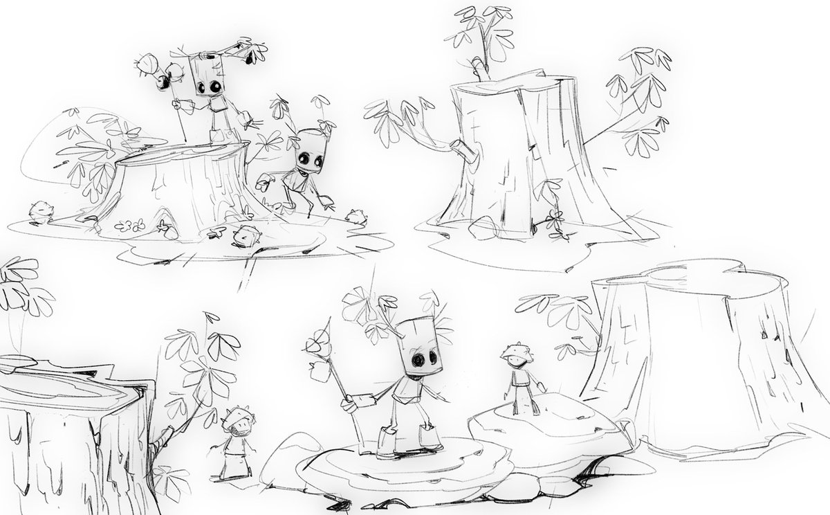 a few quick sketches with chestnut trees and chars 