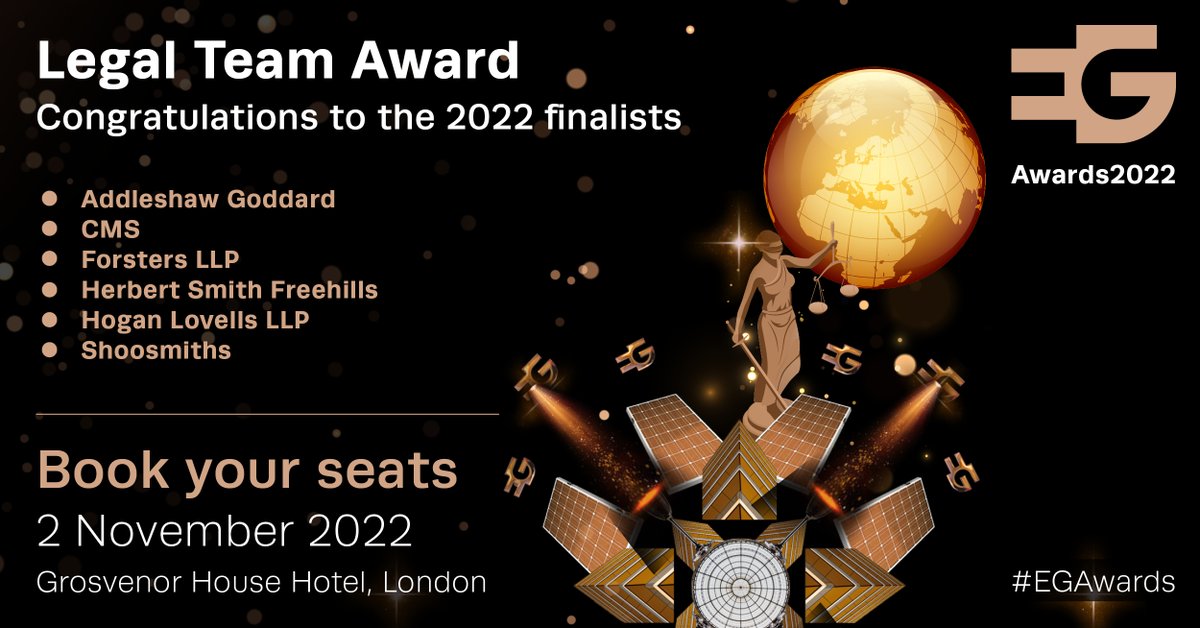 We are delighted to announce that Forsters’ Commercial Real Estate team, led by Andrew Crabbie, has been shortlisted in the Legal Team Award category at this year’s @EGPropertyNews #EGAwards. Learn more: forsters.co.uk/news/industry-…
#CommercialRealEstate #RealEstate