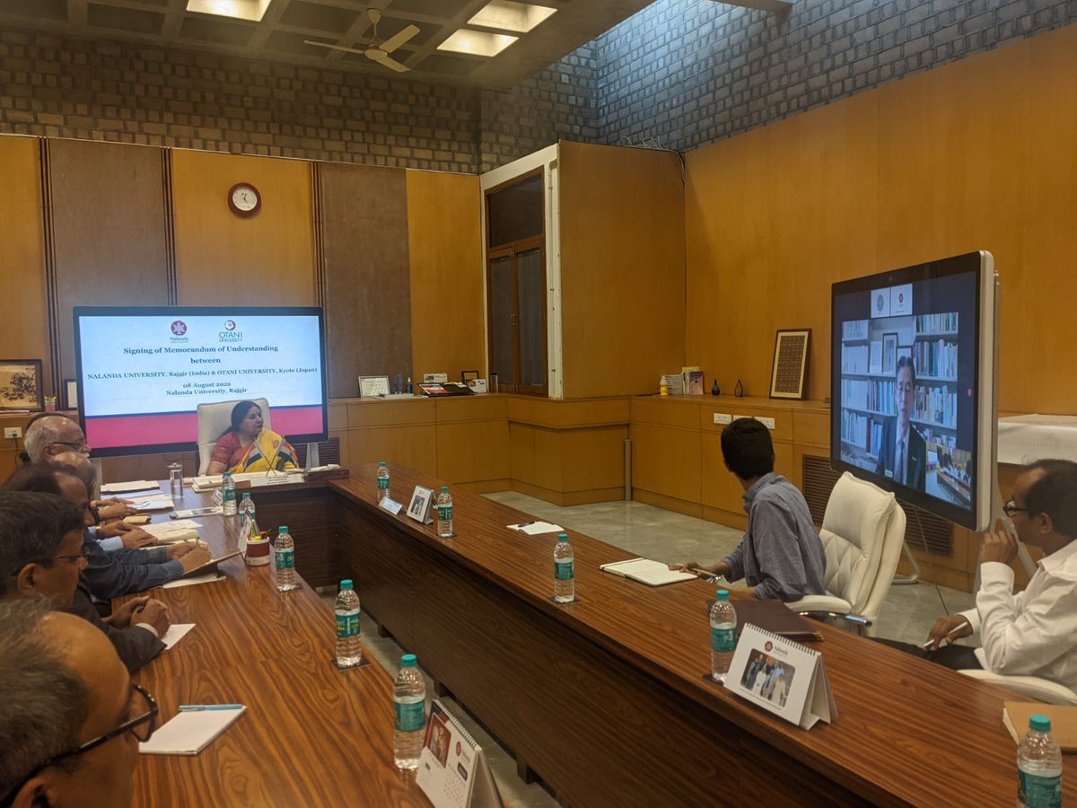 nalanda_univ's tweet photo. @nalanda_univ signed an MOU with Otani University, Kyoto (Japan), at the NU campus in Rajgir for research &amp; academic collaborations &amp; to strengthen the civilizational &amp; spiritual linkages shared by two nations.
-with @otaniuniv_staff 
 #UniversityOfFuture #GreenCampus https://t.co/whtpy2f5hM