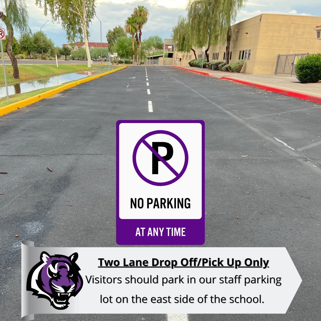 As a reminder, our front drop off/pick up lane is now a permanent two lane drop off with no parking available. Students are not to be dropped off or picked up on WIgwam Blvd. as it is not safe. 

Visitor spots are available in our staff lot on the east side of the school.

#MHS