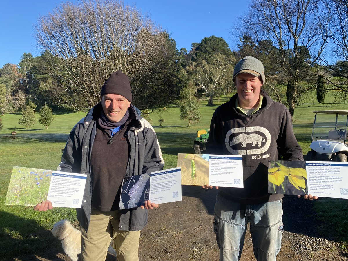 a_bella_life's tweet photo. @GolfWoodend have our new signs about Rewilding Woodend Gold Club ready to go out on course! They look fantastic thanks to the volunteers at the club who helped write, edit and find pics! #publicgolf #regenerativesport #communitysport #generationrestoration @MacedonRangesSC https://t.co/jH7GmVHYyB