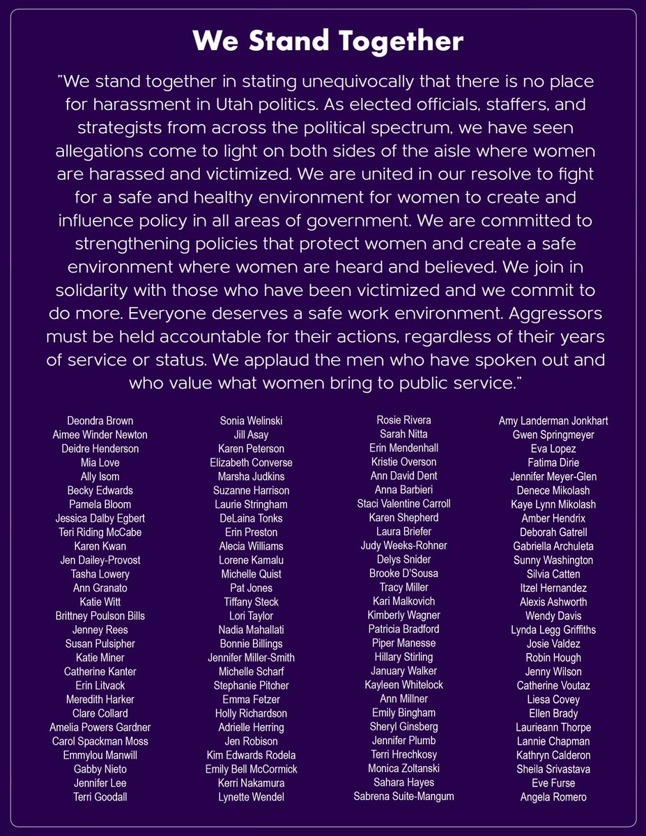 Both Republican and Democrat women stand together to call out harassment in politics. #utpol
