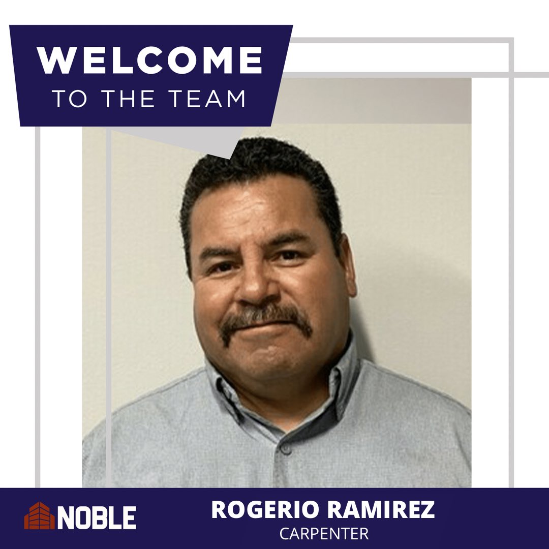 Welcome to the Noble Team! 

Everyone welcome Rogerio Ramirez as he joins our team as a Carpenter! His talent and skill are a great addition to Noble.

We look forward to achieving many great milestones together! 👏🏻 

#NobleTexas #Noble #TeamNoble #welcome #newemployee