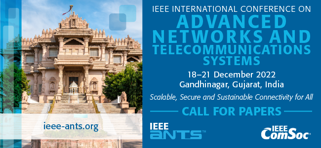 ComSoc's tweet photo. Submit a paper by the 15 August extended deadline for the IEEE International Conference on Advanced Networks and Telecommunications Systems
18-21 December 2022 // Gandhinagar, Gujarat, India. https://t.co/6hX24YwxT8  

#IEEEANTS22 #AI #WirelessCommunications https://t.co/RMZyL4HwZV