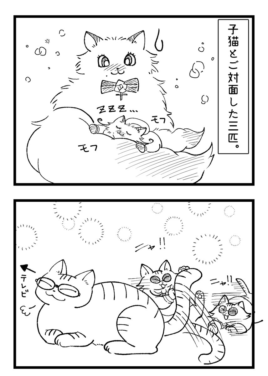 子猫とご対面しましたよ漫画。
礼儀作法を一番気にするのは桜井さんかなって…。
ミケサクはちゃんと加減してます、優しい子なので← 