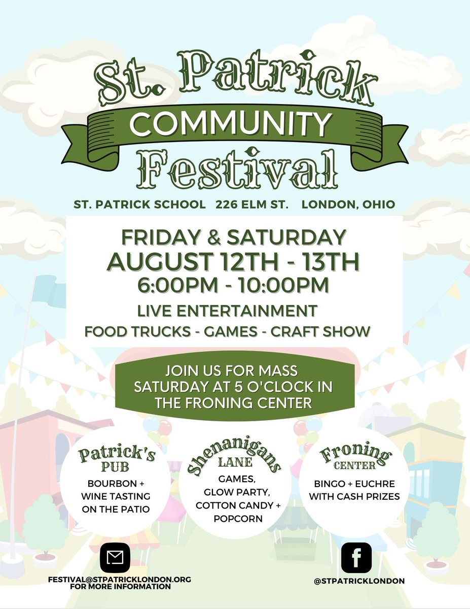 ReagansPro's tweet photo. Hope you will join us THIS WEEKEND at St Patrick Church - London, Ohio Community Festival.

We are excited to bring the entertainment to @StPat43140
Paradygm Shyft on Friday
Victorious KayBirds on Saturday https://t.co/iQ55zUuFcA