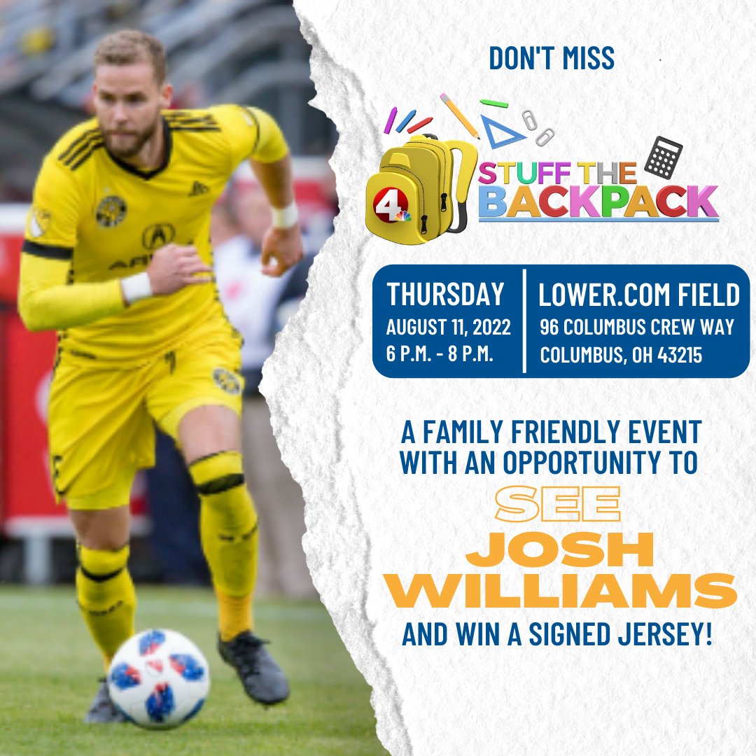 UWCO's tweet photo. Hey @ColumbusCrew fans!⚽️

Avoid #FOMO and get registered to join us this Thursday, August 11 at @LowerFieldCbus for your opportunity to see @josh3williams. 🤩 

Learn more and register at https://t.co/50uYvfYXkJ

@nbc4i #StufftheBackpack #backtoschool https://t.co/SnMyQuoLiY