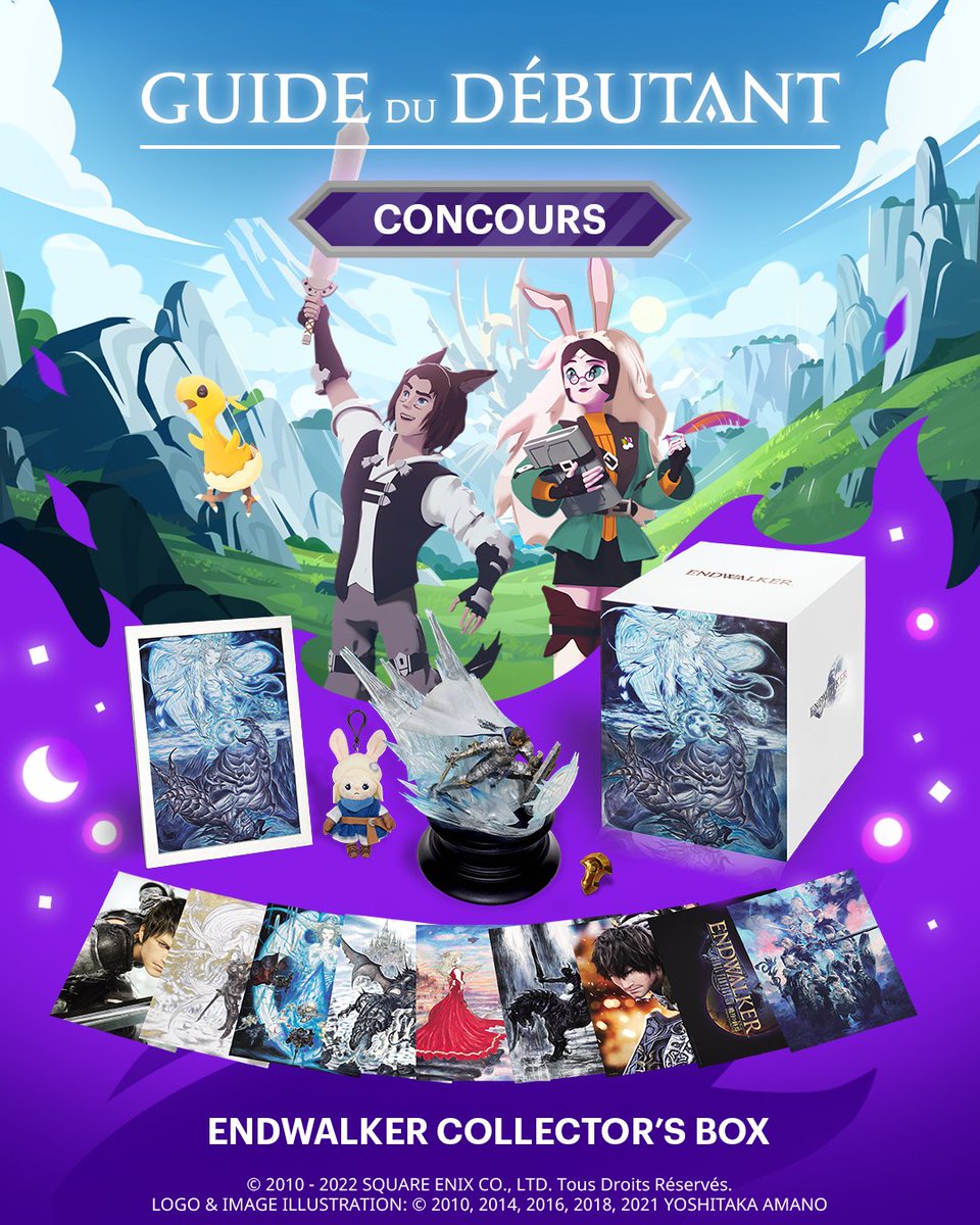 FF_XIV_FR's tweet image. Pour fêter la sortie du guide du débutant #FFXIV, nous lançons un tirage au sort pour la Collector&apos;s Box d&apos;Endwalker et la Complete Edition de FFXIV ! ✨

1️⃣ Suivez @FF_XIV_FR
2️⃣ Retweetez ce tweet
3️⃣ Répondez avec #FFXIVSweepstakes

Règles complètes ➡️ sqex.to/k5jBm