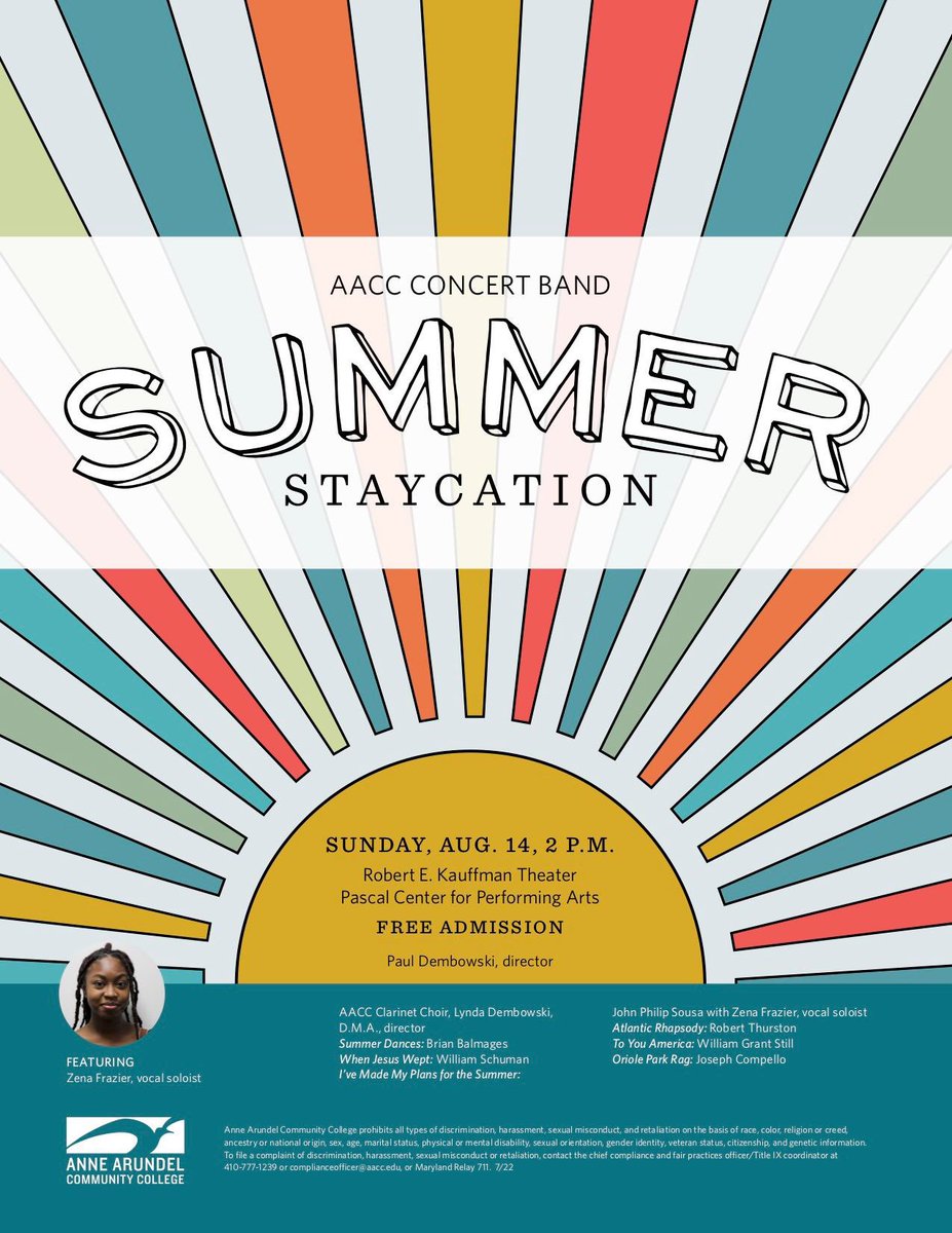 ApexArts_aacps's tweet photo. Free concert featuring senior vocalist, Zena Frazier. Directed by our own Mr. Dembowski. @AnneArundelCC @BHSAACPS #pvaproud #music https://t.co/uVjGaIq077