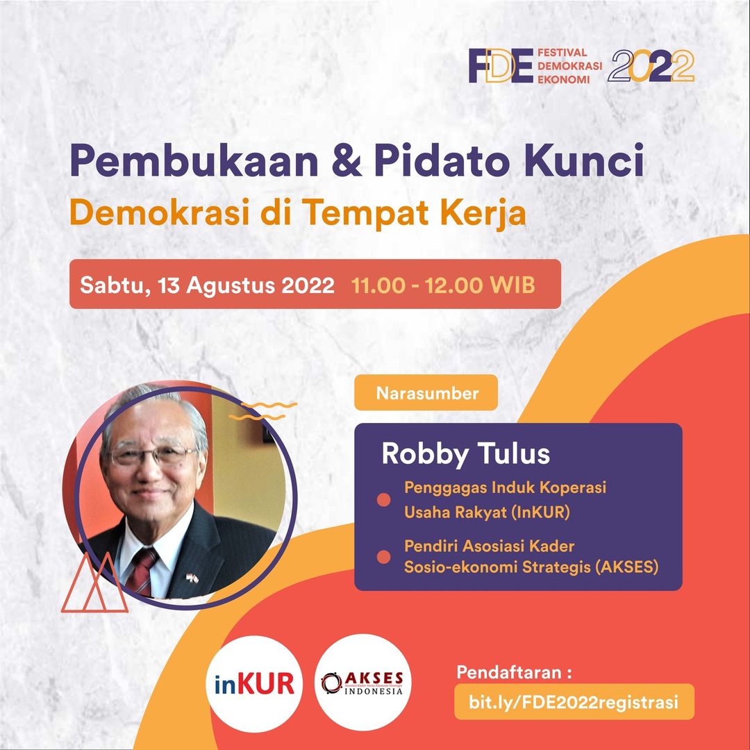 334455Demeko's tweet photo. [Festival Demokrasi Ekonomi 2022]
FDE 2022 akan diawali dengan Pembukaan &amp; Pidato Kunci Demokrasi di Tempat Kerja oleh:

Robby Tulus (InKUR dan AKSES)

Sabtu, 13 Agustus 2022
11.00 - 12.00 WIB

https://t.co/2hkdkpYd3j https://t.co/WddFdmxxzp