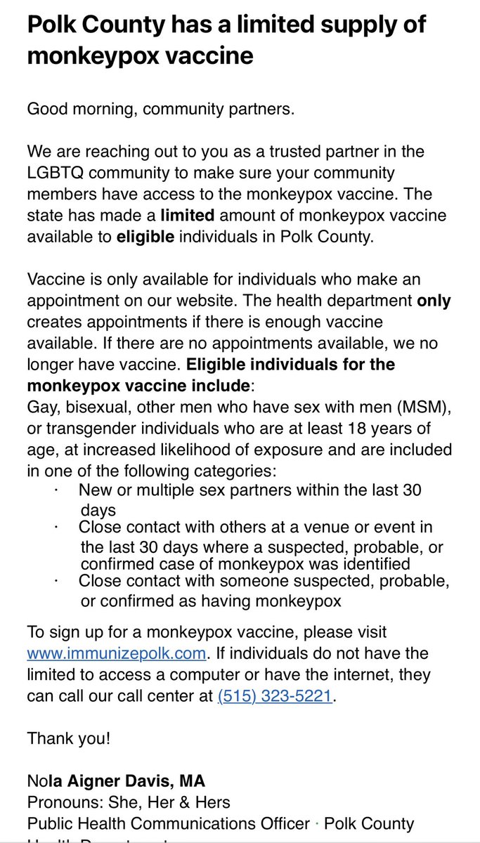 The Capital Bears were notified of available vaccines for monkeypox by the Polk County Health Department. Please go to their website and sign up for your JYNNEOS vaccine today. #vaccineswork #keepeachothersafe #monkeypox #weareintgistogether❤️ #dsmbears