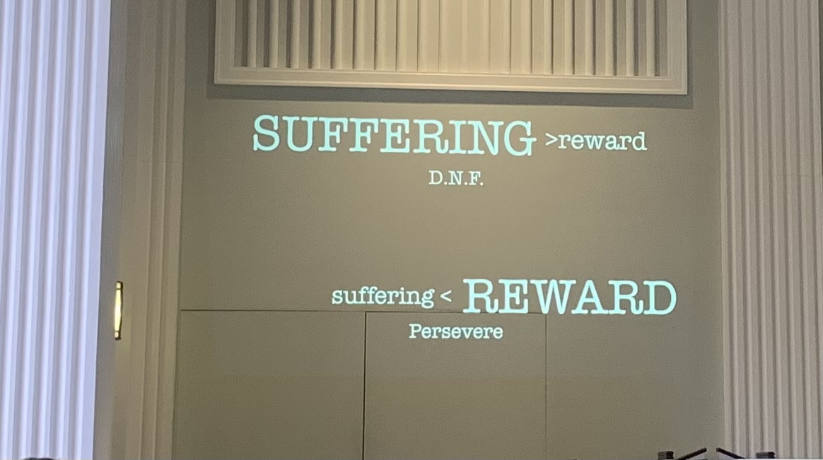 dreddcnc's tweet photo. Strong stuff from @wbbarry at @WaypointCLT yesterday. 

If the pain > reward, a man will quit. 

CORALLARY: don’t minimize the reward and maximize the pain in your head. #StayInTheFight https://t.co/2n6VhnVDDp