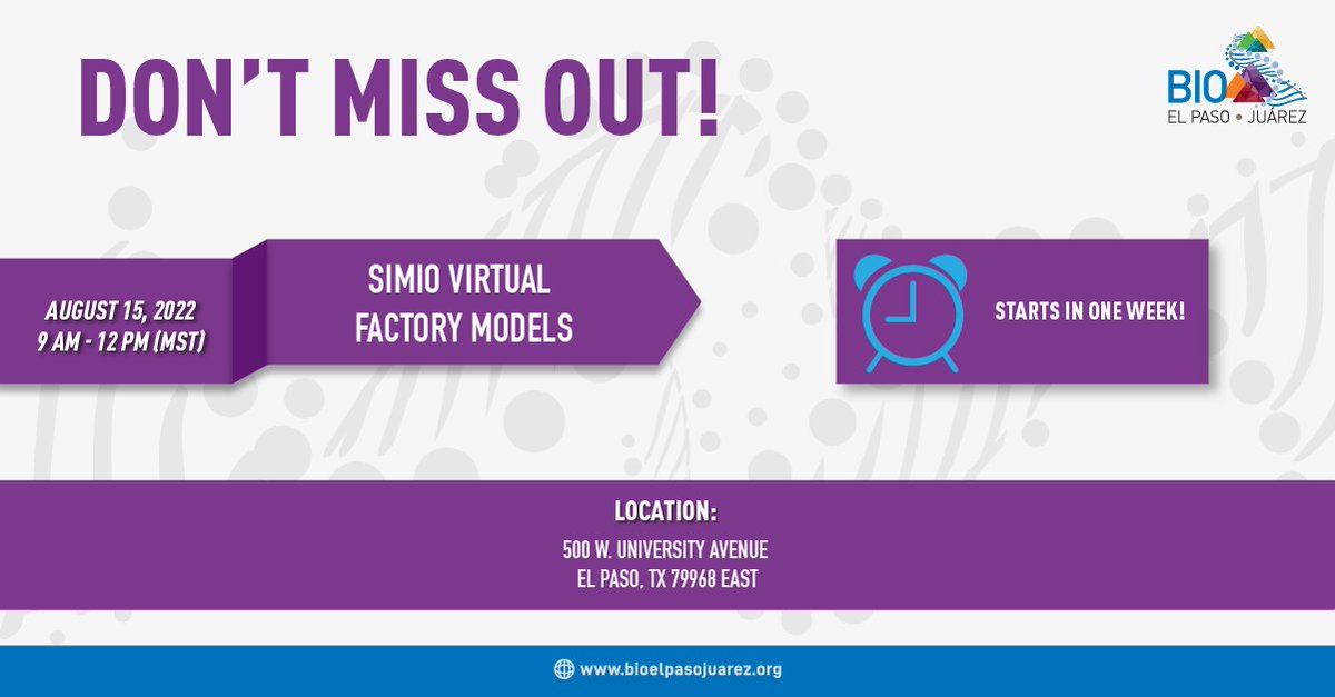 BioEPJ's tweet image. We are only one week away from the Simio Virtual Factory Models #Course. 

Limited places!

Don't forget to register 👉 bit.ly/3zfbCWF 

#development #simulation  #SimioSoftware #Device #BIO