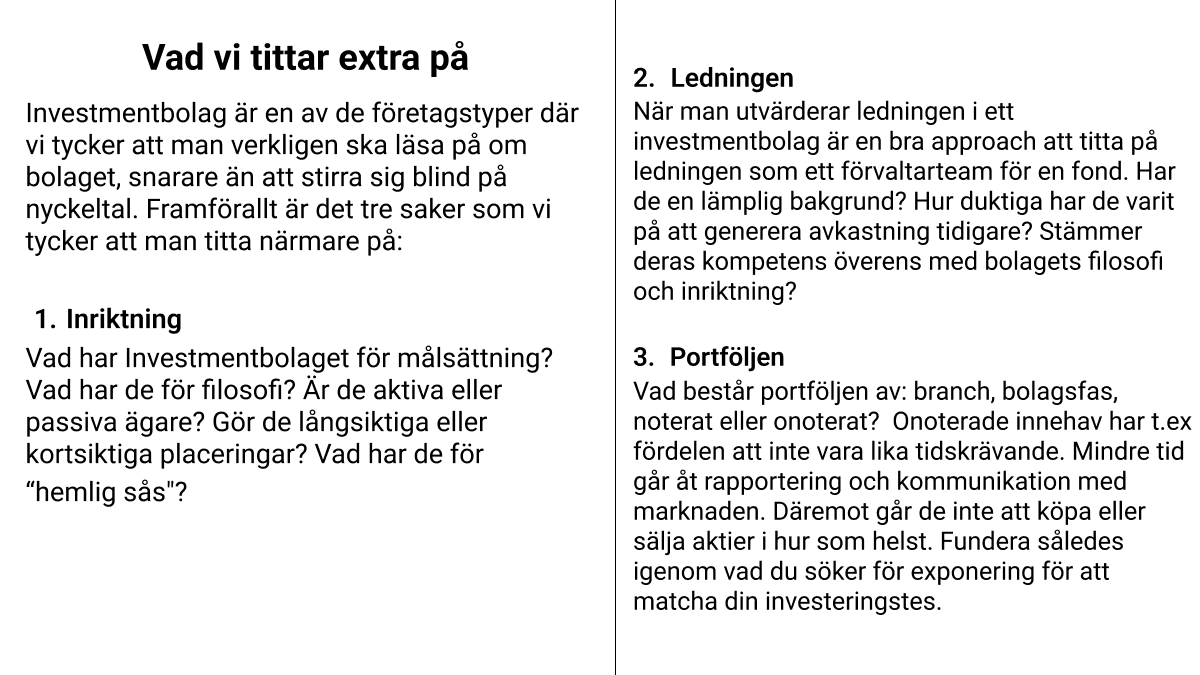 edgerfinance's tweet photo. I dagens inlägg pratar vi om vad vi kikar lite extra på vid analys av investmentbolag: inriktning, ledning och portfölj. 💼 Läs mer om detta i bildflödet! 💡
#privatekonomi #finans #aktier  #börsen #investera #crypto #finanstwitter #aktieraket  #aktieanalys #kinnevik #latour https://t.co/Y3hvQdAyvr