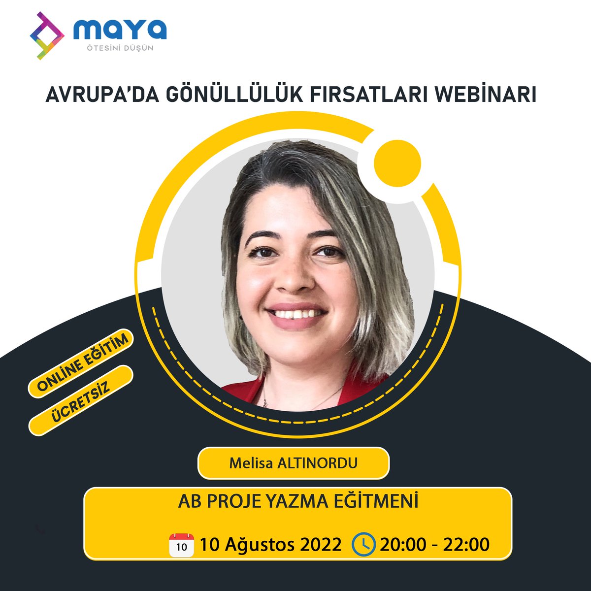 📢 Maya Fikir Kulübü olarak; 😊🎉

#Avrupa 'da #Gönüllülük #Fırsatları #Webinar ına Davetlisiniz.
AB Proje Yazma Eğitmeni Melisa ALTINORDU 

📌 Kayıt için; 0(505) 039 10 00 numaralı hattımızdan ulaşabilirsiniz.

#gençlikmerkezi #ötesinidüşün #ücretsizeğitim #ab #projeyazma