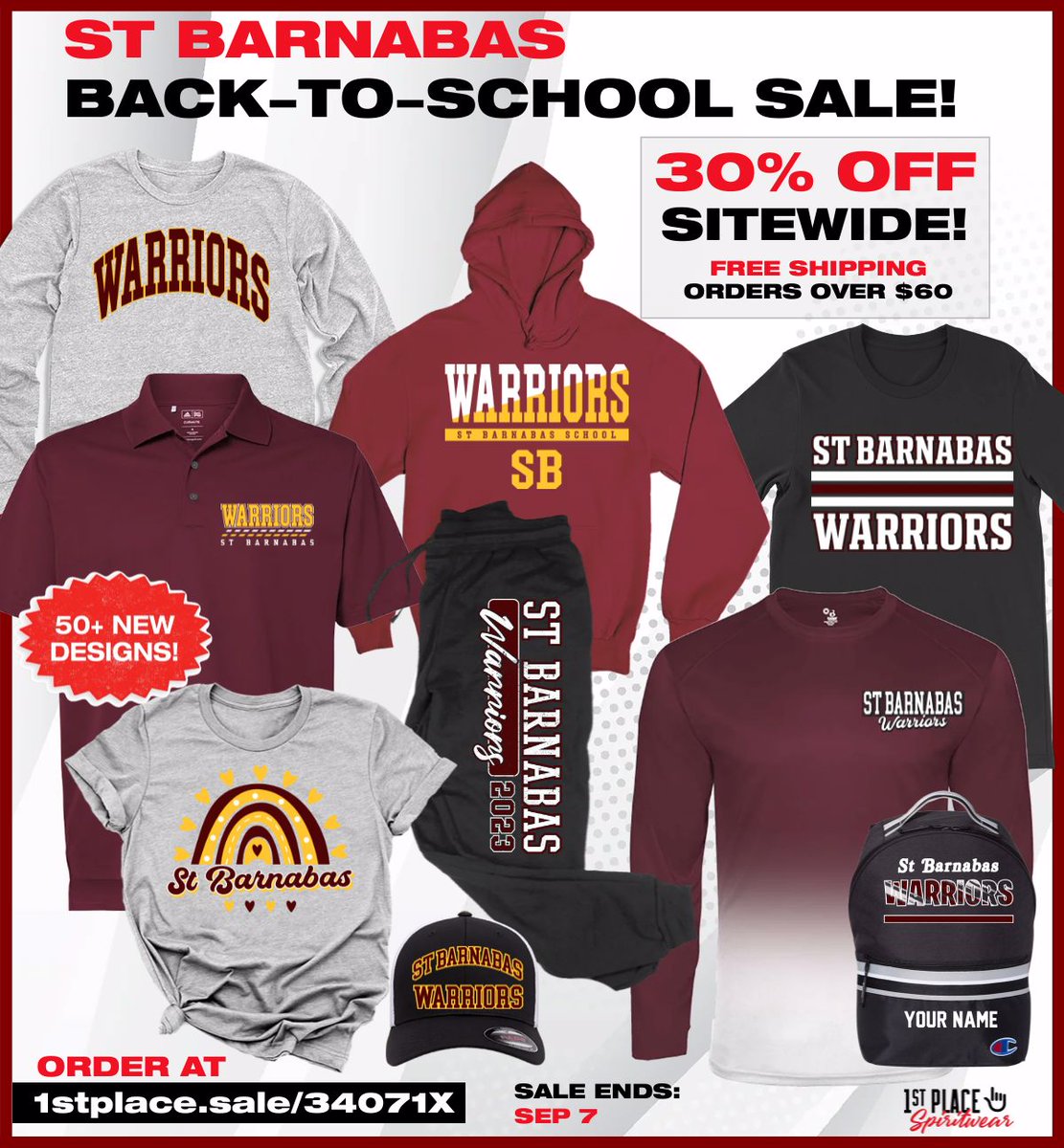Hey Warirors! Check out our NEW Spirit Wear site and sale. 1stplace.sale/34071