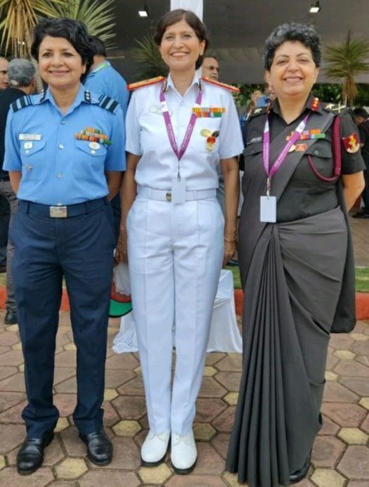 TRISHAKTI  Three Women Generals
Air Vice Marshal Sadhana, 
Rear Admiral Arti Sarin,
Maj Gen Kavita Sahai.     
There couldn't be a better image defining Women Empowerment !!