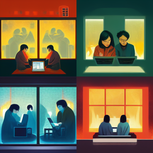 tokyo_ict's tweet photo. 弊社の仕事を #midjourney でイラストにしてみました。 https://t.co/0aN9u9V9yg