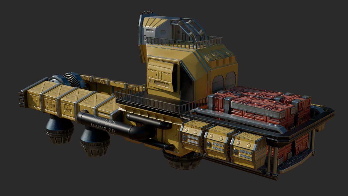 Macro3D_prod's tweet photo. Mining ship - yes it is.

#ScienceFiction
#Vehicles
#HardSurface
#Digital3D
#MechanicalDesign
#GameArt
#ScienceFiction
#Scifi
#Spaceship
#Blender
#Substance3dpainter
#Substancepainter https://t.co/XToFZPpTDn