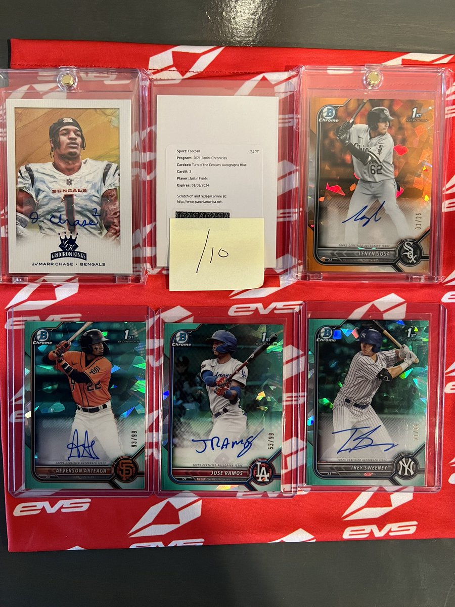 rdenotto's tweet photo. Let’s make a deal!

🔥Chase Auto 23/49 - $200
🔥Fields Auto /10 - $600
🔥Sosa Auto 01/26 - $500
Arteaga Auto 93/99 - $150
Ramos Auto 53/99 - $180
Sweeney Auto 21/99 - $150

DM for better pics ✌🏼

@ILOVECOLLECTIN1 @sports_sell @CardboardEchoes @cards2contracts @Hobby_Connect https://t.co/sNlh5yGlOE