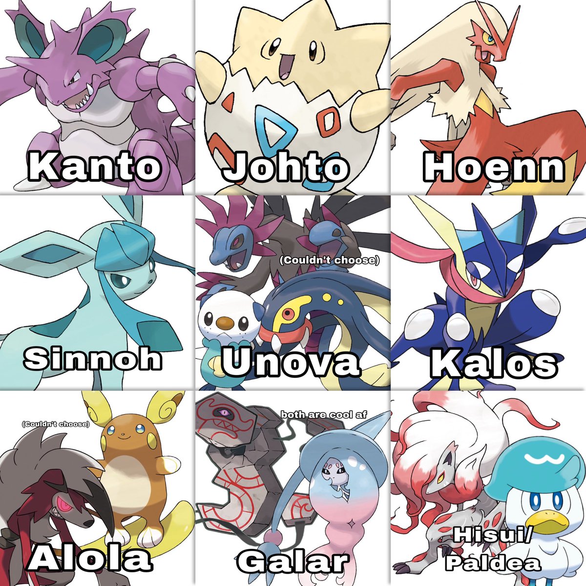 My favourite Pokémon from each mainline region.. thoughts? 👀 