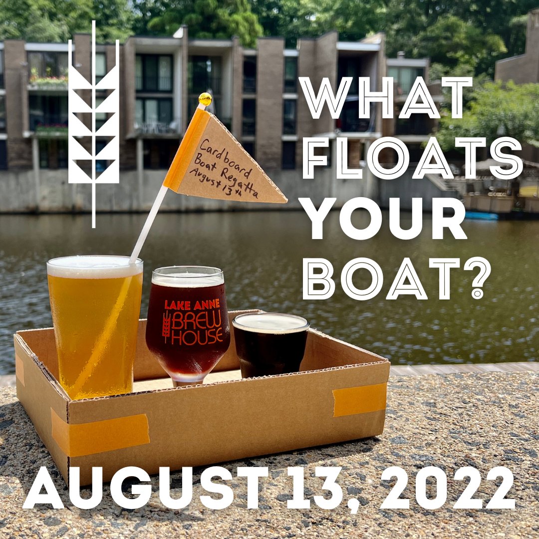 lakeannebrew's tweet photo. Have you ever heard of a BEER β BOAT β FLIGHT β FLOAT? No? Well then, you better plan to be here on August 13th! The Cardboard Boat Regatta starts at 2pm!
.
#justwait #bestday #cardboardboatregatta #moreducttape #lakeanneplaza #restonmuseum #restonva #barwithaview https://t.co/xIBfqsLuiG