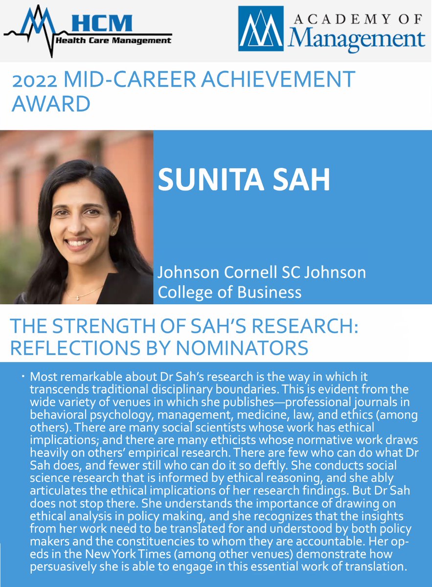 Sunita Sah's faculty page for the Cornell SC Johnson