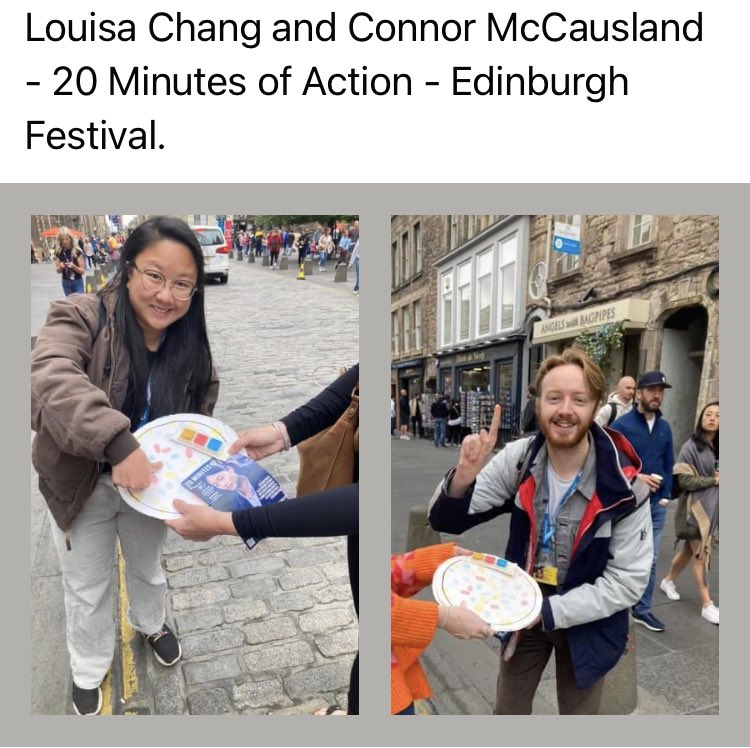 ElaineRartist's tweet photo. Louisa and Connor - cast members of ‘20 minutes of Action’ @LionheartTheat1 @ThePleasance adding their #fingerprints to #SPOTtimespotTIME #artaunifyinglanguage #conservationmeanslife #workingtogether #transcendingdifference ://www.instagram.com/p/Cg_yuO9qb8j/?igshid=YmMyMTA2M2Y= https://t.co/76PROt80WV