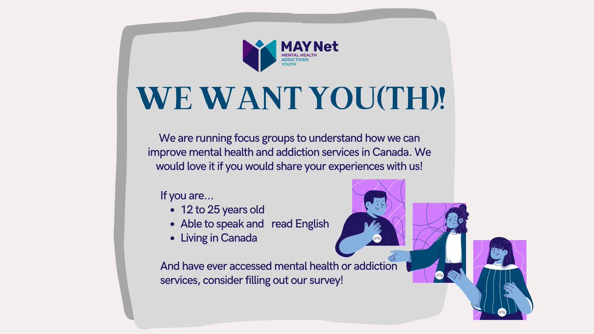 NorthBEAT_ON's tweet photo. As NorthBEAT wraps up, our team is working on a new project, MAYNet. We want to understand what youth friendliness means in a mental health and addictions health services context. If you meet the criteria and would like to join, check out the link in our bio to sign up #maynet https://t.co/9pqJTwNkRq
